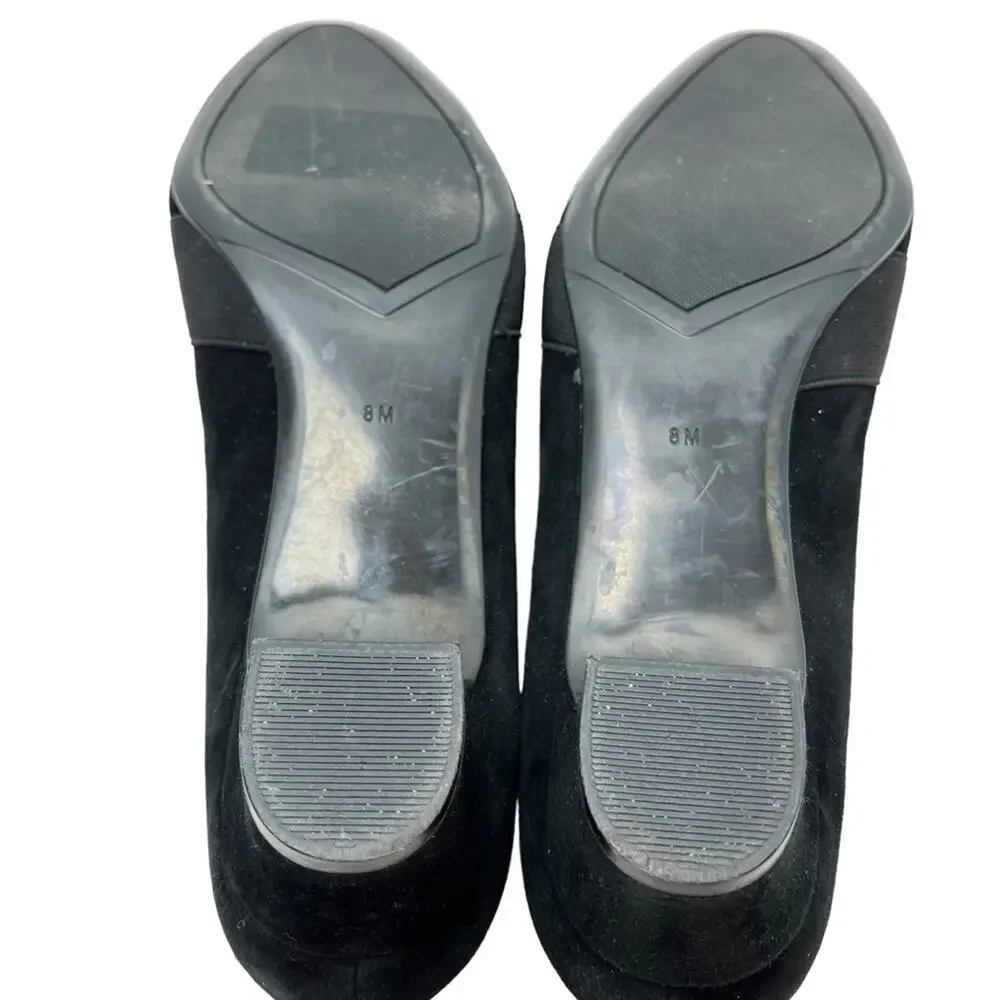 VAN ELI VANELI Black Suede Genuine Leather Kitten Heels Slip On Shoes sz 8 M
